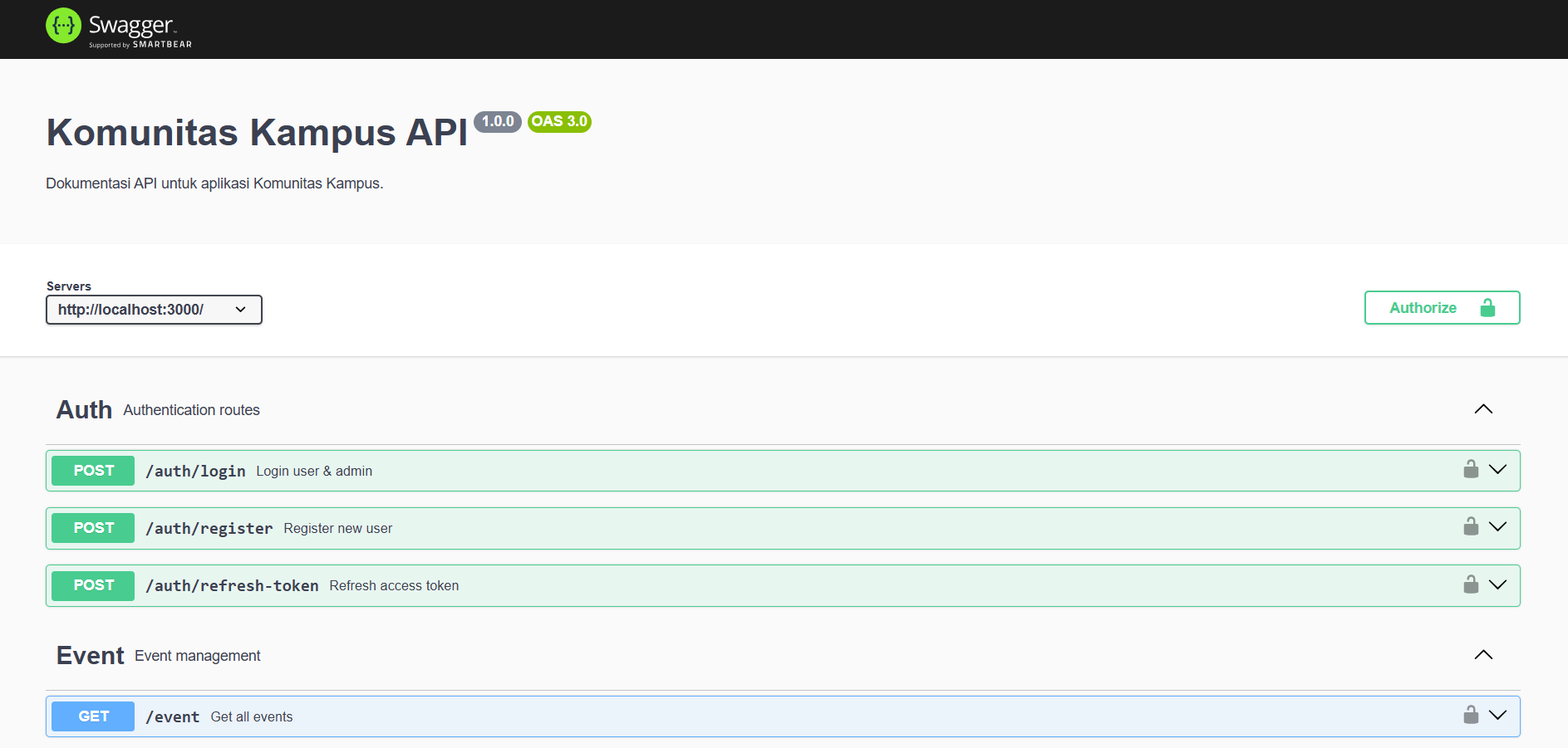 Backend - API Komunitas Kampus